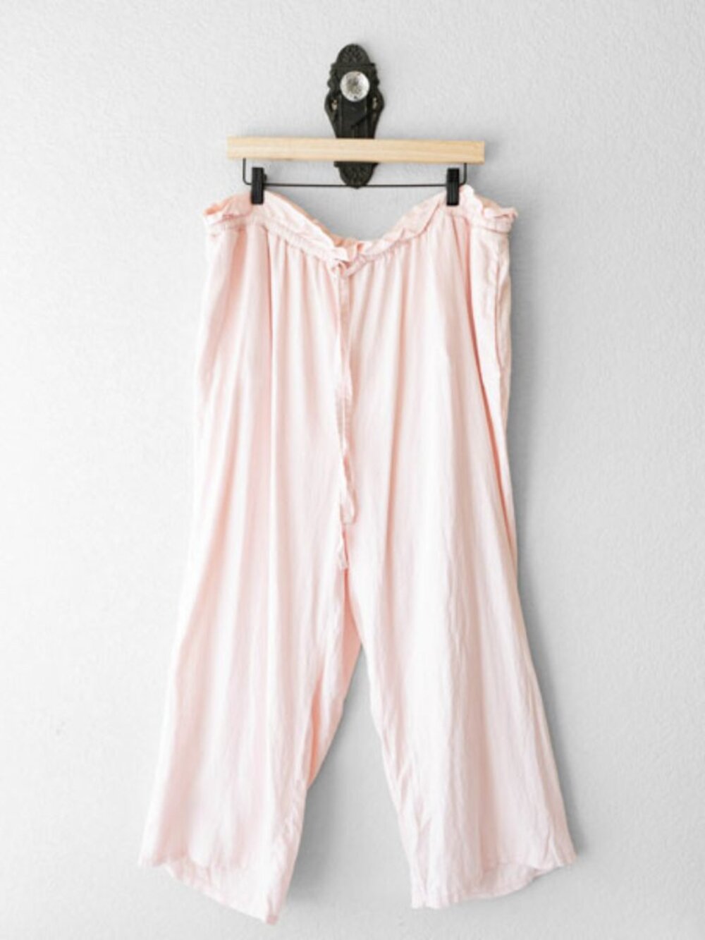 Eloquii Pink Paperbag Wide Leg Pants Linen Blend Cropped Plus Size 16
